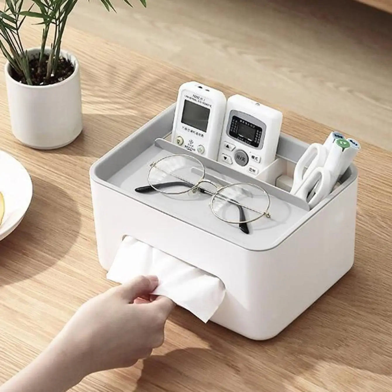 1pc- Gray Multifunctional Tissue Storage Box