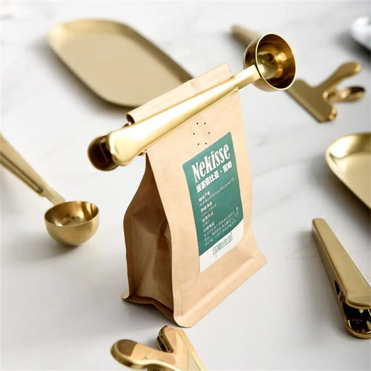 2-in-1 Coffee Scoop Clip – Stainless Steel